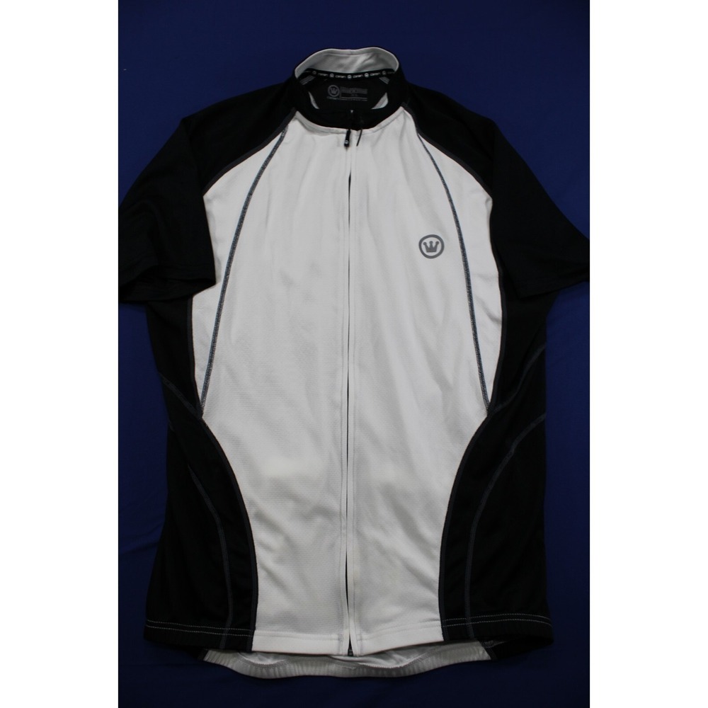 Canari Biking Zip‎ Up Shirt Short Sleeve Full Zip White Black XL